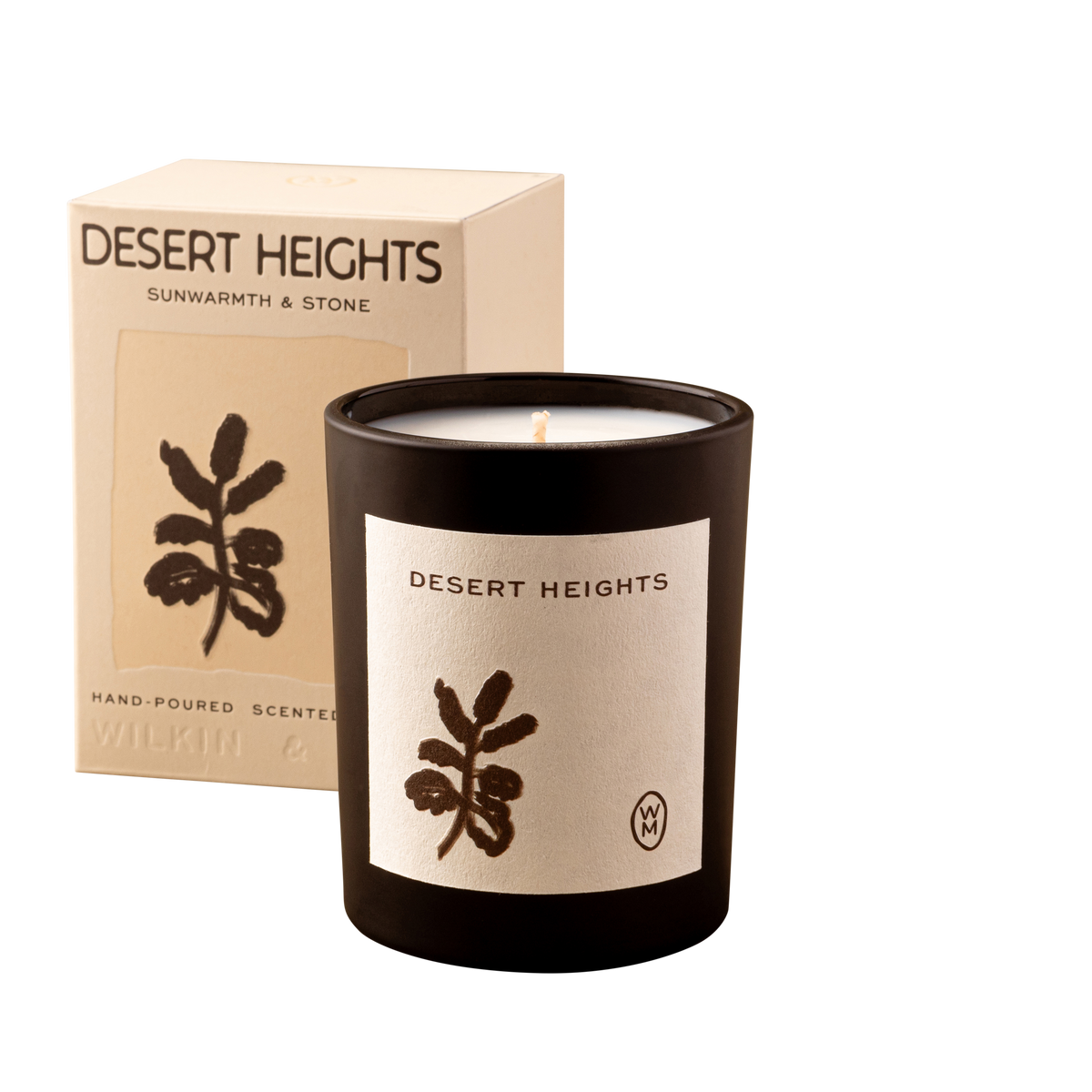 Desert Heights candle with packaging on a white background