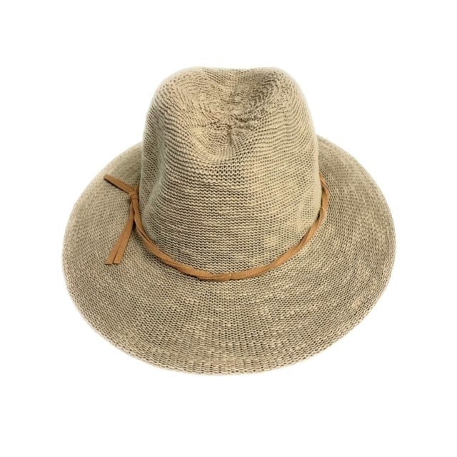 Dakota Fedora - Cotton Blend Hat - Natural with Tan Suede Tie