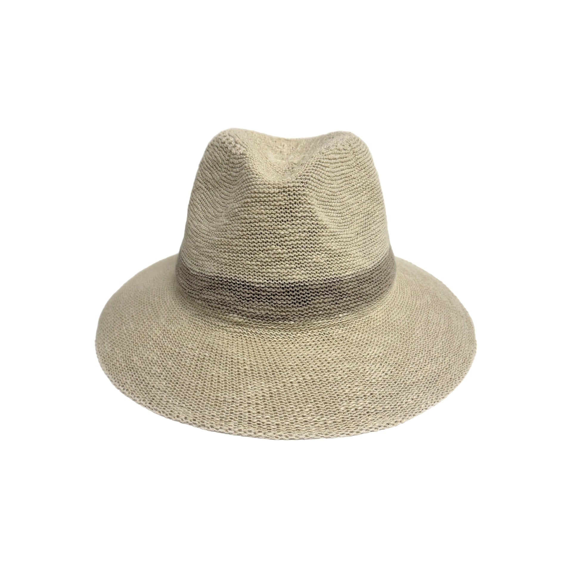 Hailey Fedora - Cotton Blend Hat - Cream with Woven Stripe