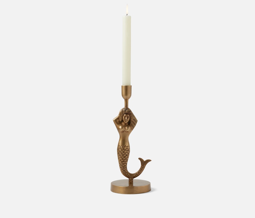 Antique Brass Mermaid Candle Holders