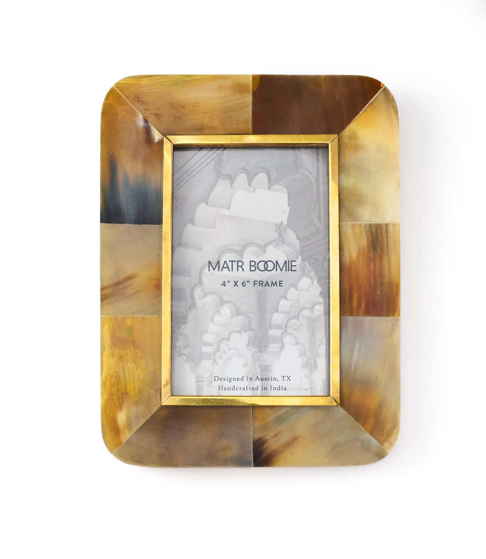 4x6 Picture Frame - Horn, Brass Inlay