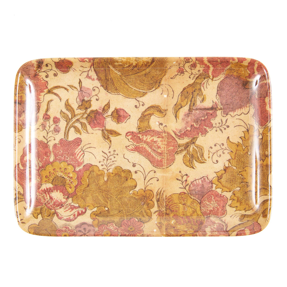 Decorative tray with floral pattern on a beige background