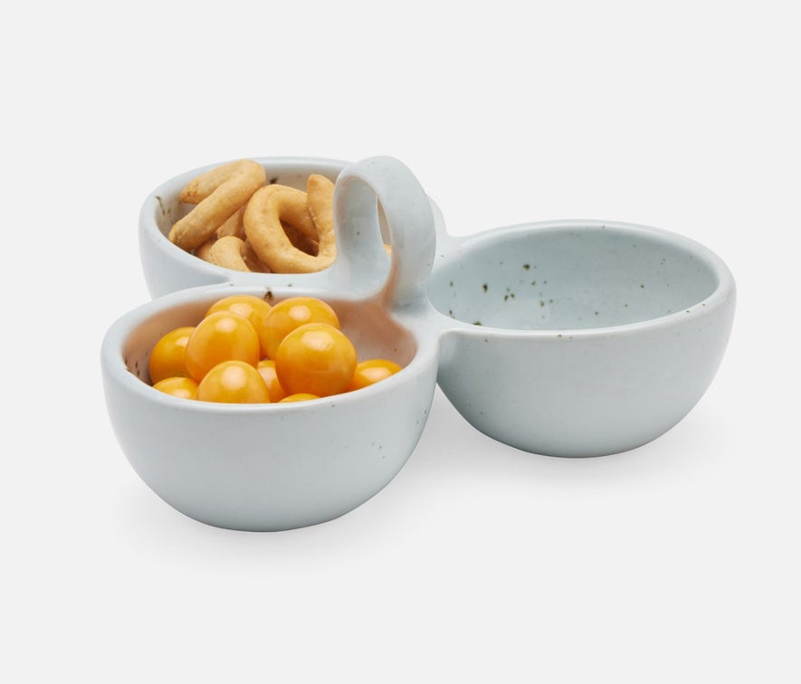 White Salt Glaze Triple Nut Dish